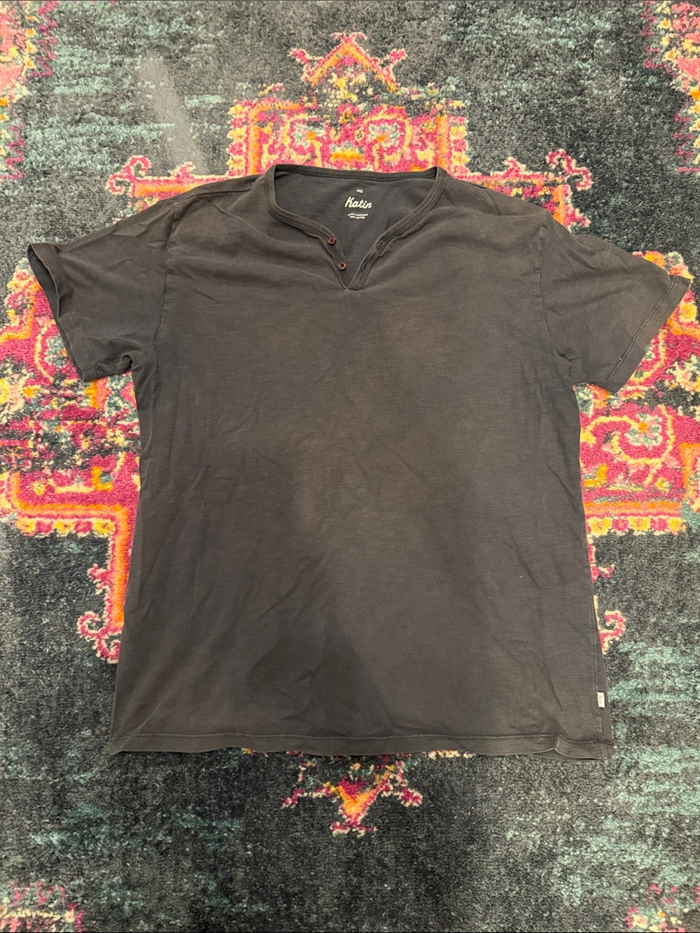 Katin Short Sleeve Henley Tee in Charcoal